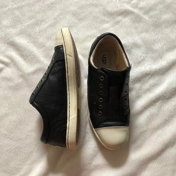 UGG Black Leather Slip-On Sneakers| Sz 8 - Picture 2 of 9